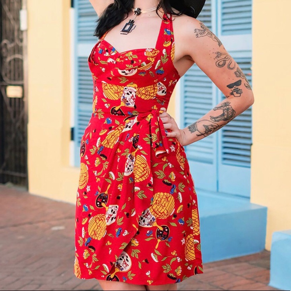 Trashy Diva Red, Lena Sarong Dress, halter neck